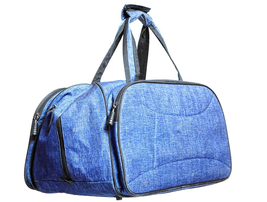 bag, blue, handbag, white, isolated, handle, luggage, object, HD wallpaper