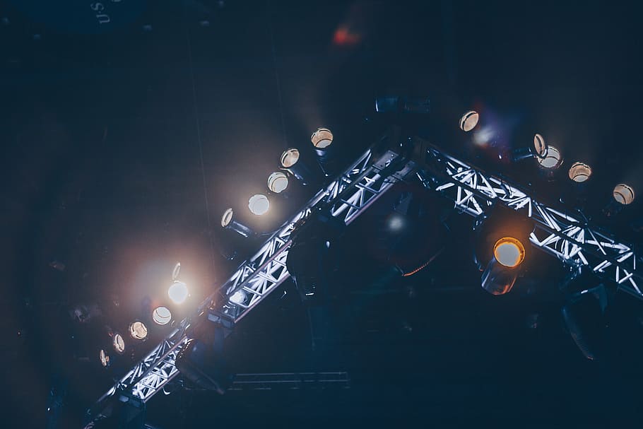 Turned on Stage Lights, bright, celebration, dark, illuminated HD wallpaper