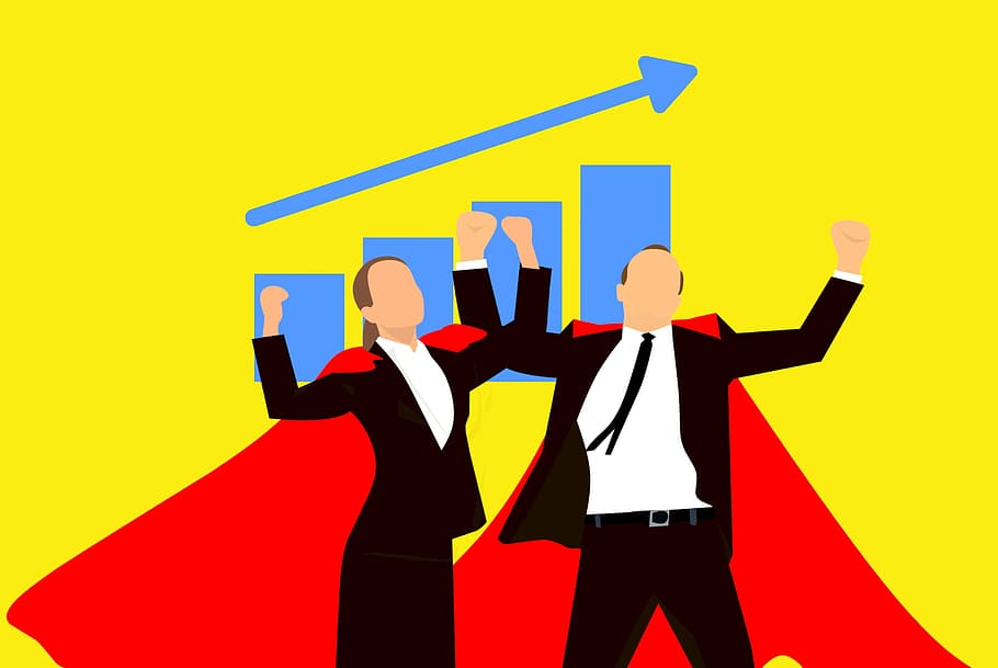 Illustration of winning business team, chart, growth, finance, HD wallpaper