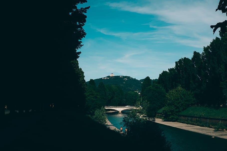 Turin, Italy, river view, architecture, basilica, blue, bridge HD wallpaper