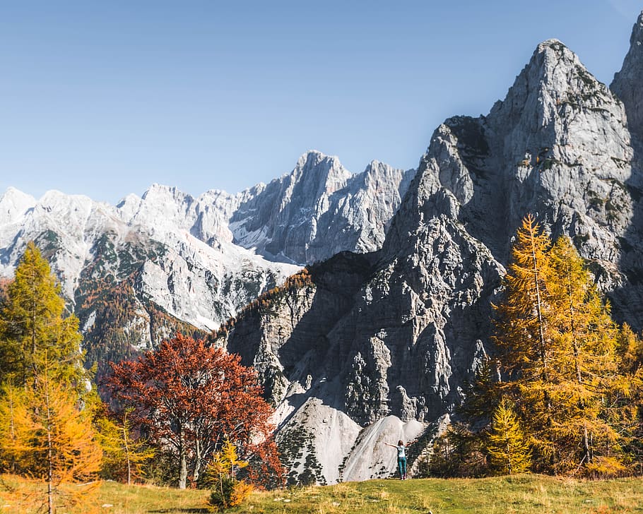 mountains, fall, autumn, nature, landscape, beauty in nature HD wallpaper