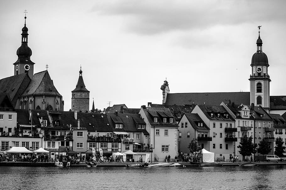 kitzingen, main, river, water, bank, urban landscape, building HD wallpaper