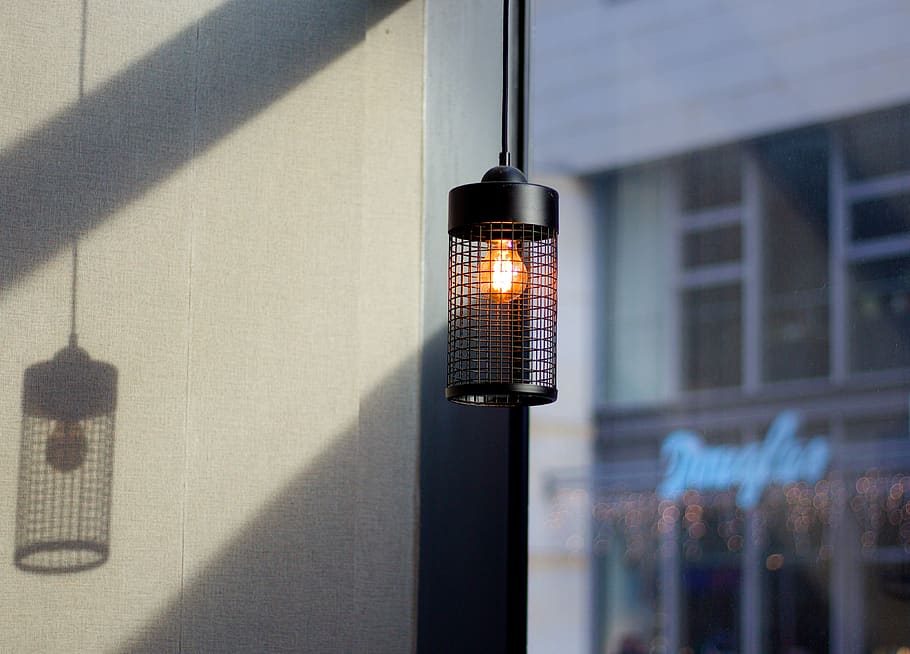 lamps, light, black, design, shadow, matt, pendent, built structure HD wallpaper