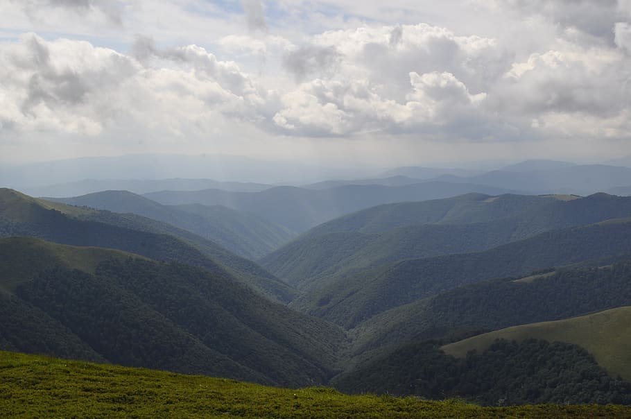 the carpathians, mountains, clouds, sky, height, ukraine, landscape HD wallpaper