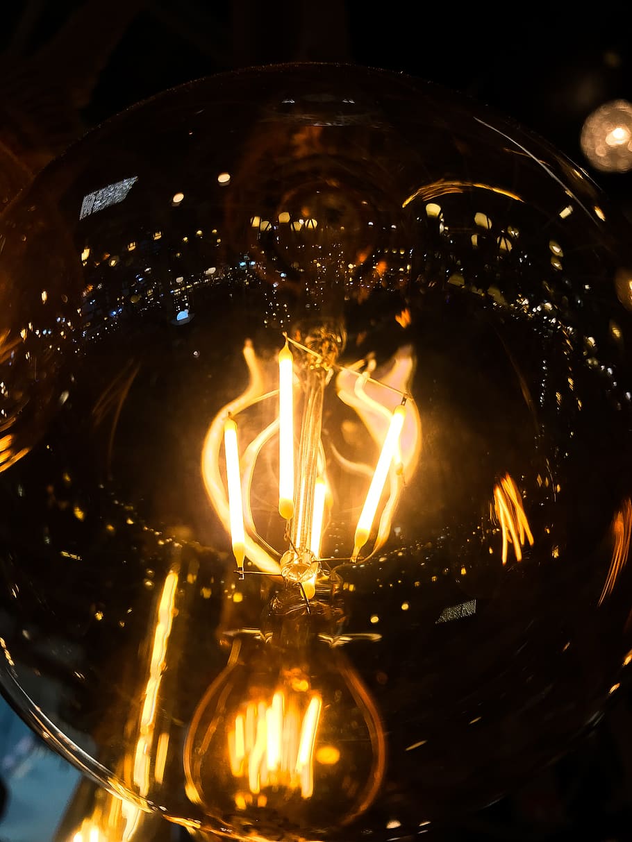 light, bulb, light bulb, reflection, electricity, urban, fire HD wallpaper
