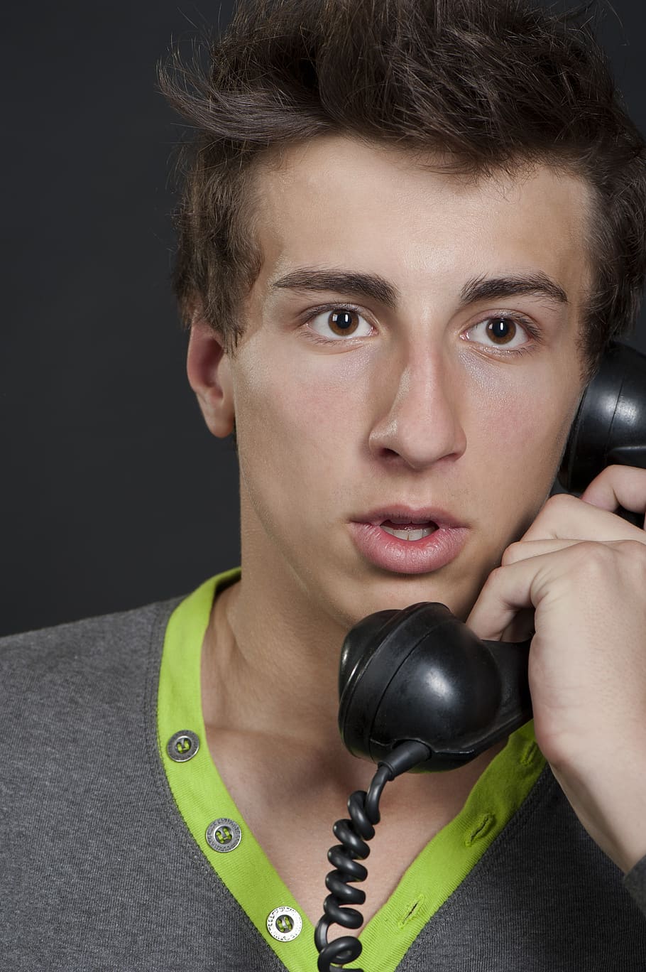young, guy, man, face, portrait, black, phone, headshot, one person HD wallpaper