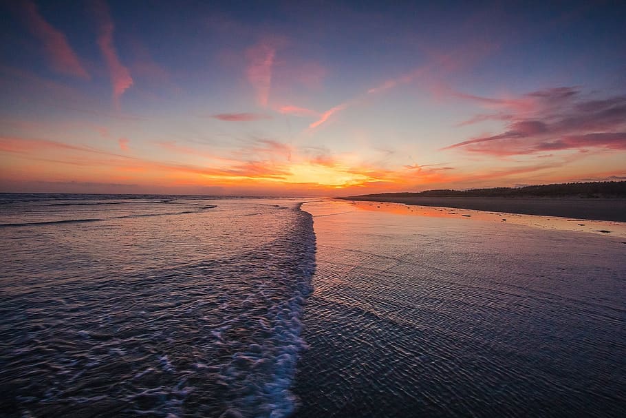 Photo of Body of Water, beach, clouds, coast, dawn, england, evening HD wallpaper