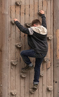 climb, climbing wall, boy, climber, climbing holds, boulder wall HD wallpaper