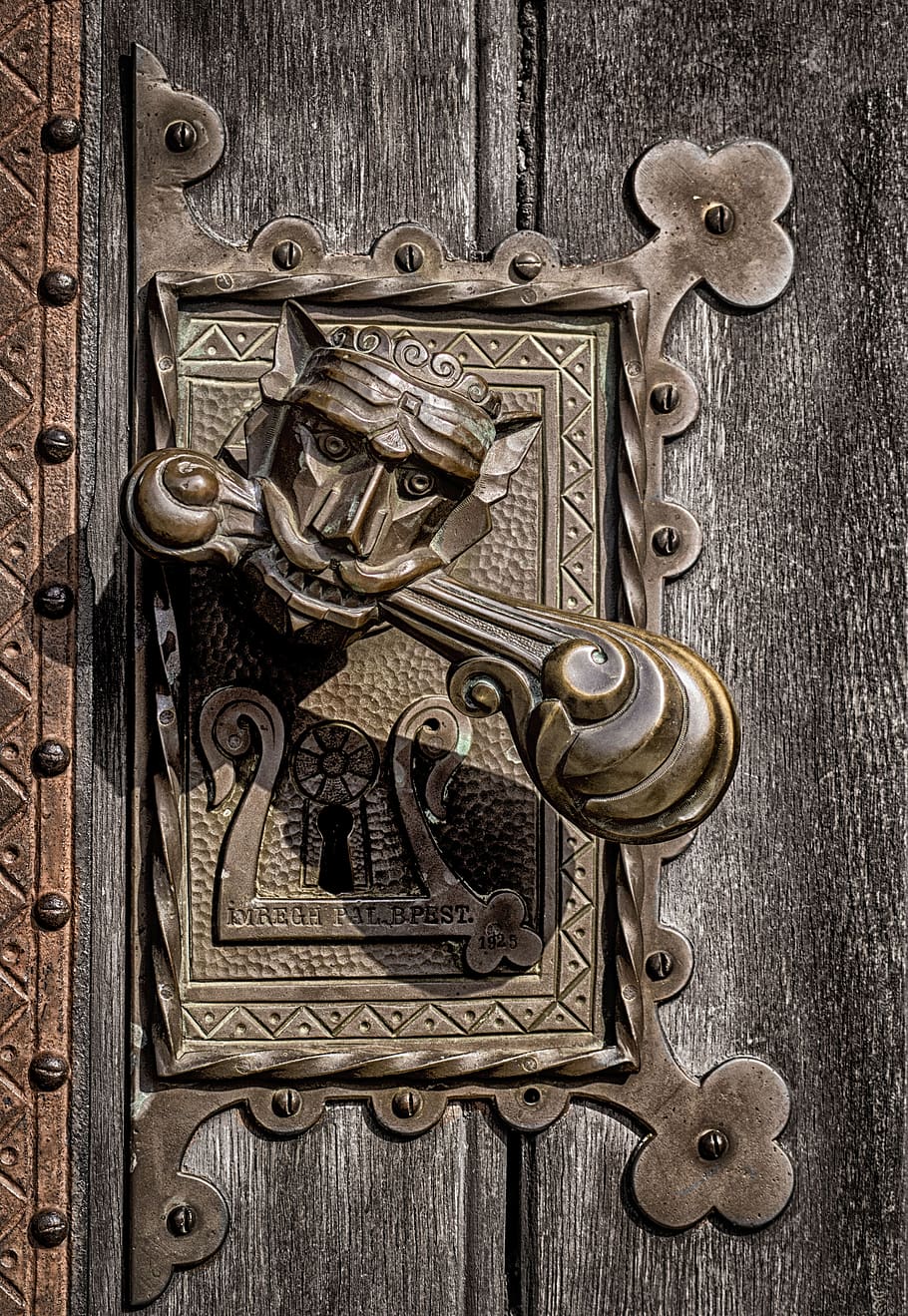 handle, nearby, door, forging, style, forged, doors, old, entrance, HD wallpaper