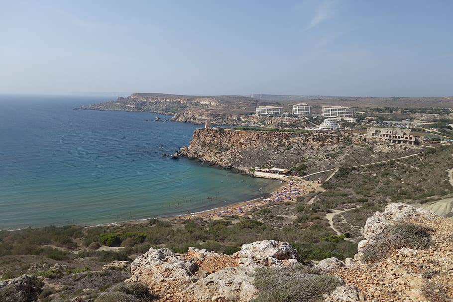 malta, side, mediterranean, cliffs, water, sea, sky, beauty in nature HD wallpaper