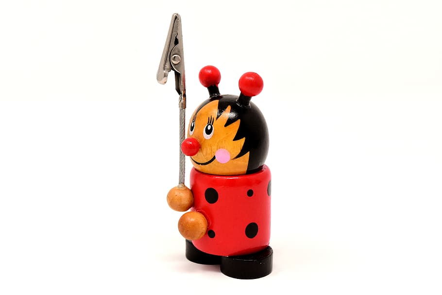 note holder, wood, ladybug, funny, cute, clip, white background HD wallpaper