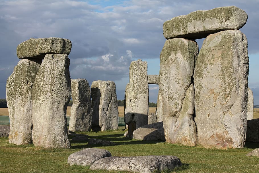 Stonehenge Under Dark Clouds, ancient, art, cemetery, england