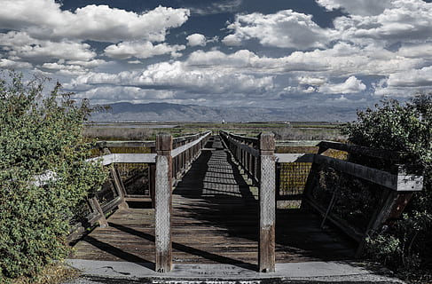 trail, brige, sky, clouds, cloud - sky, architecture, built structure HD wallpaper
