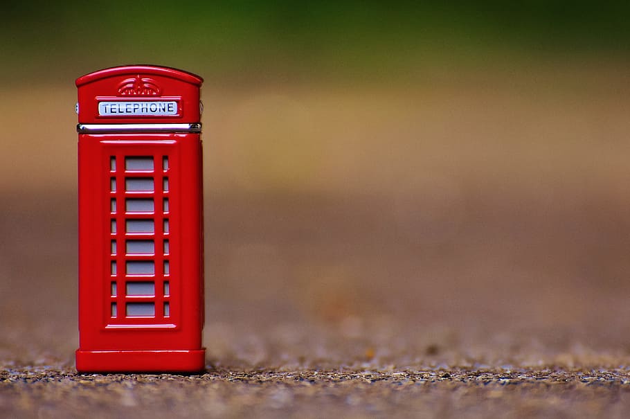 Red Telephone Booth Miniature Focus Photo, antique, blur, classic
