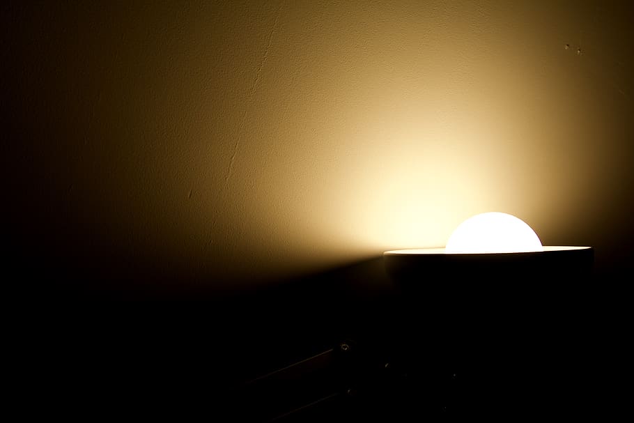 dark, room, wall, light, bulb, illuminated, lighting equipment HD wallpaper