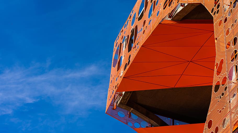 orange building, lyon, france, wood, plywood, sky, vessel, watercraft HD wallpaper