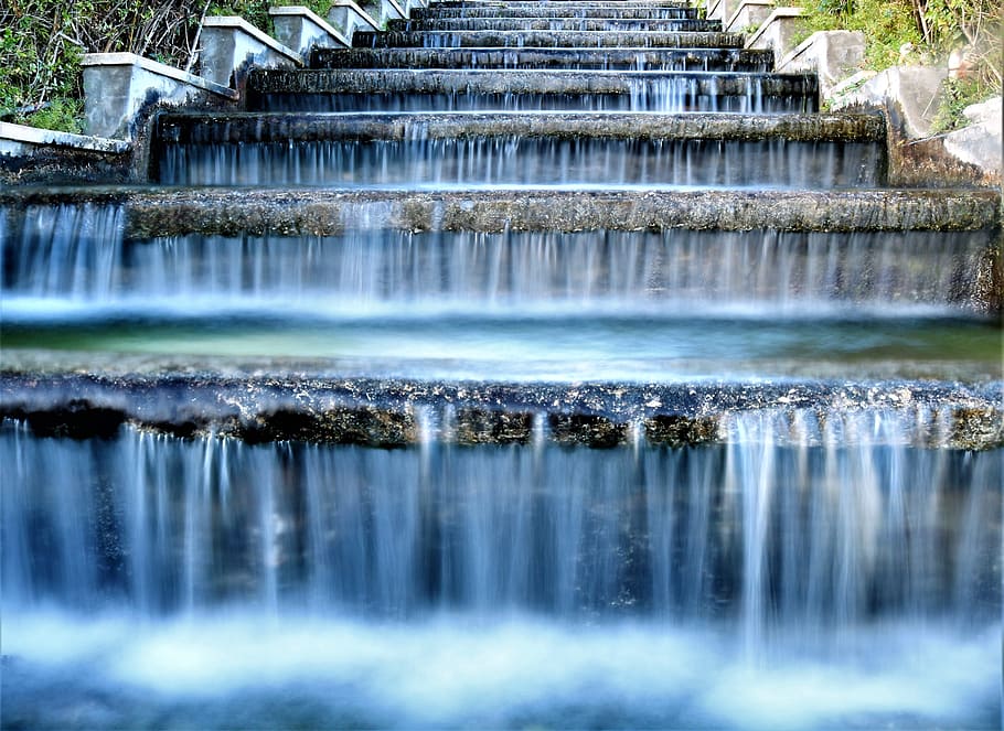 streaming, waterfall, natural, flow, autumn, nature, fresh HD wallpaper