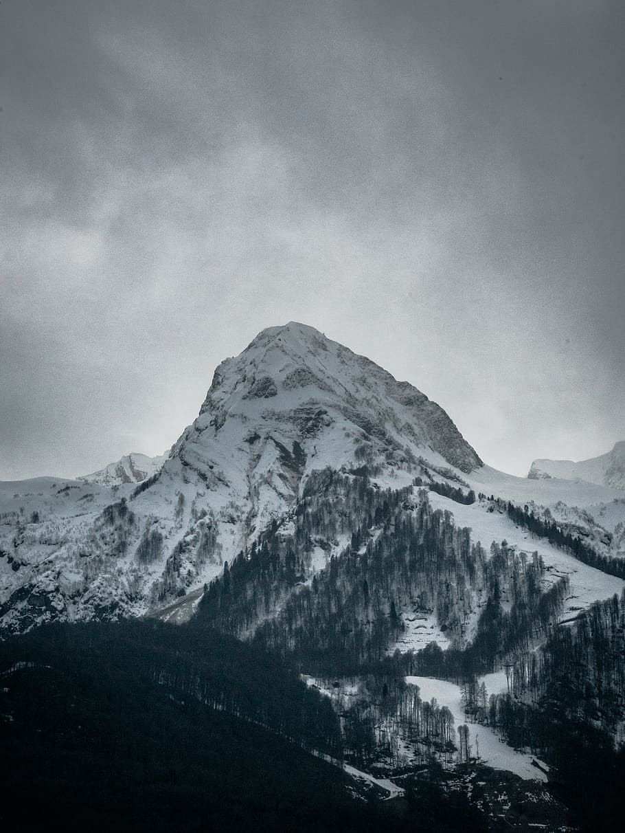 Photography of Snow Capped Mountain, clouds, cloudy, cold, environment HD wallpaper