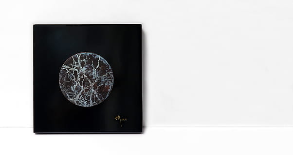 black globe card, crystal, plant, furniture, tabletop, silver HD wallpaper