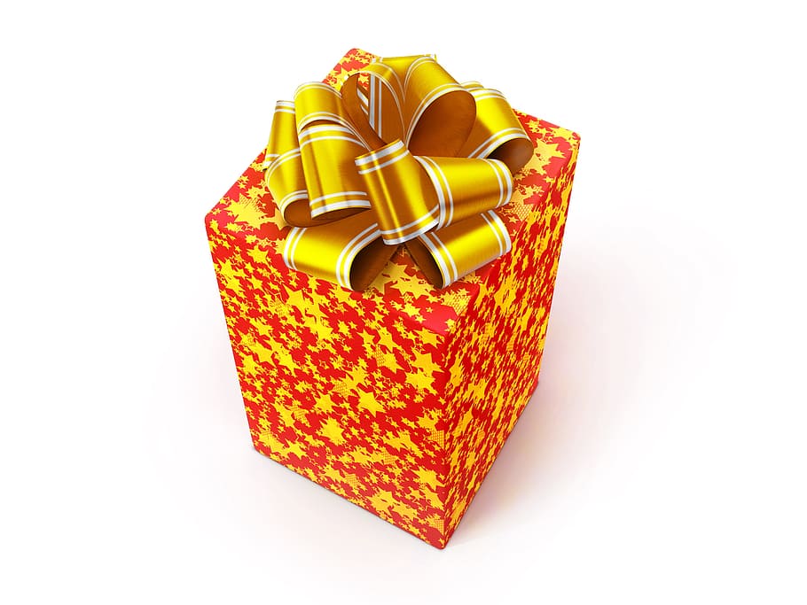 present, wrapping, isolated, decoration, bowing, red, anniversary HD wallpaper