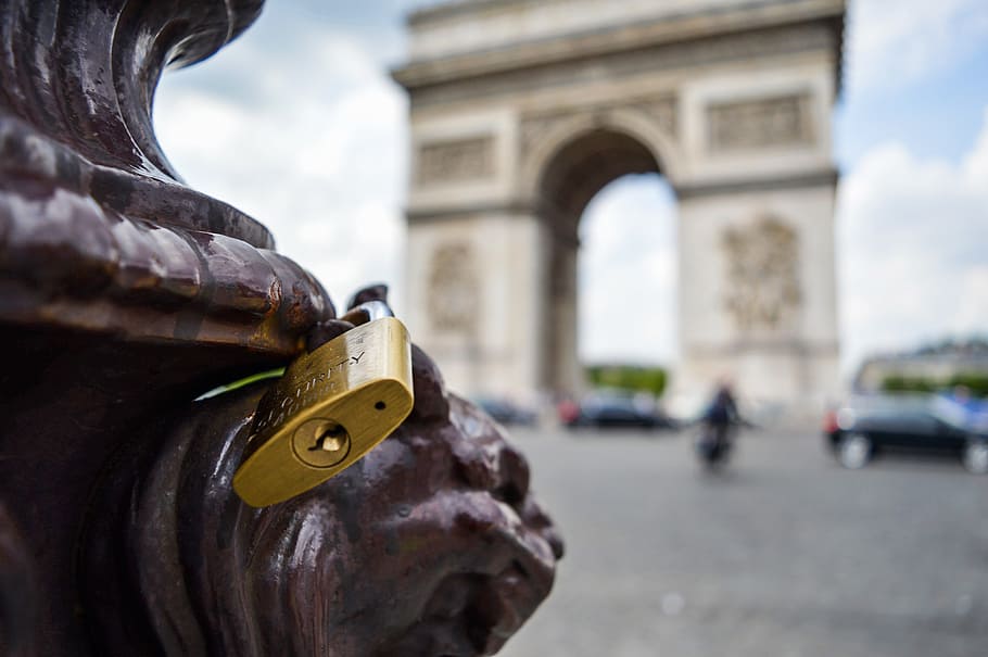 Shallow Focus Photography of Yellow Padlock, close-up, gold, steel HD wallpaper
