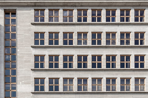 man's eye view of multi-storey building, facade, repetition, pattern HD wallpaper