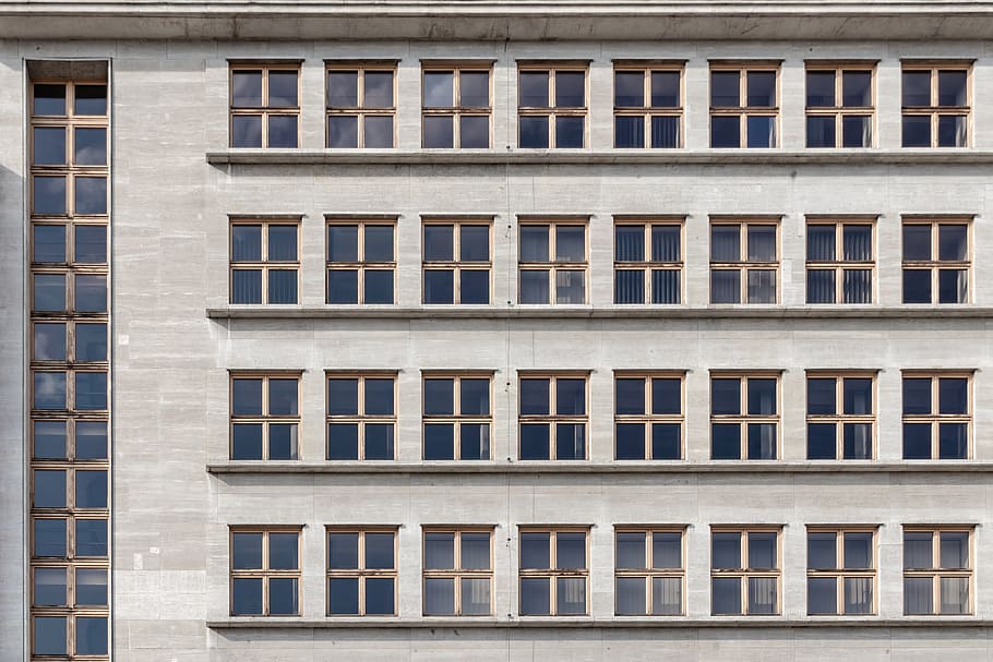 man's eye view of multi-storey building, facade, repetition, pattern HD wallpaper