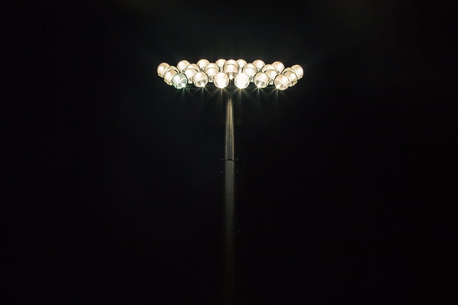 light, night, sparkler, pole, bulb, floodlights, shine, darkness HD wallpaper