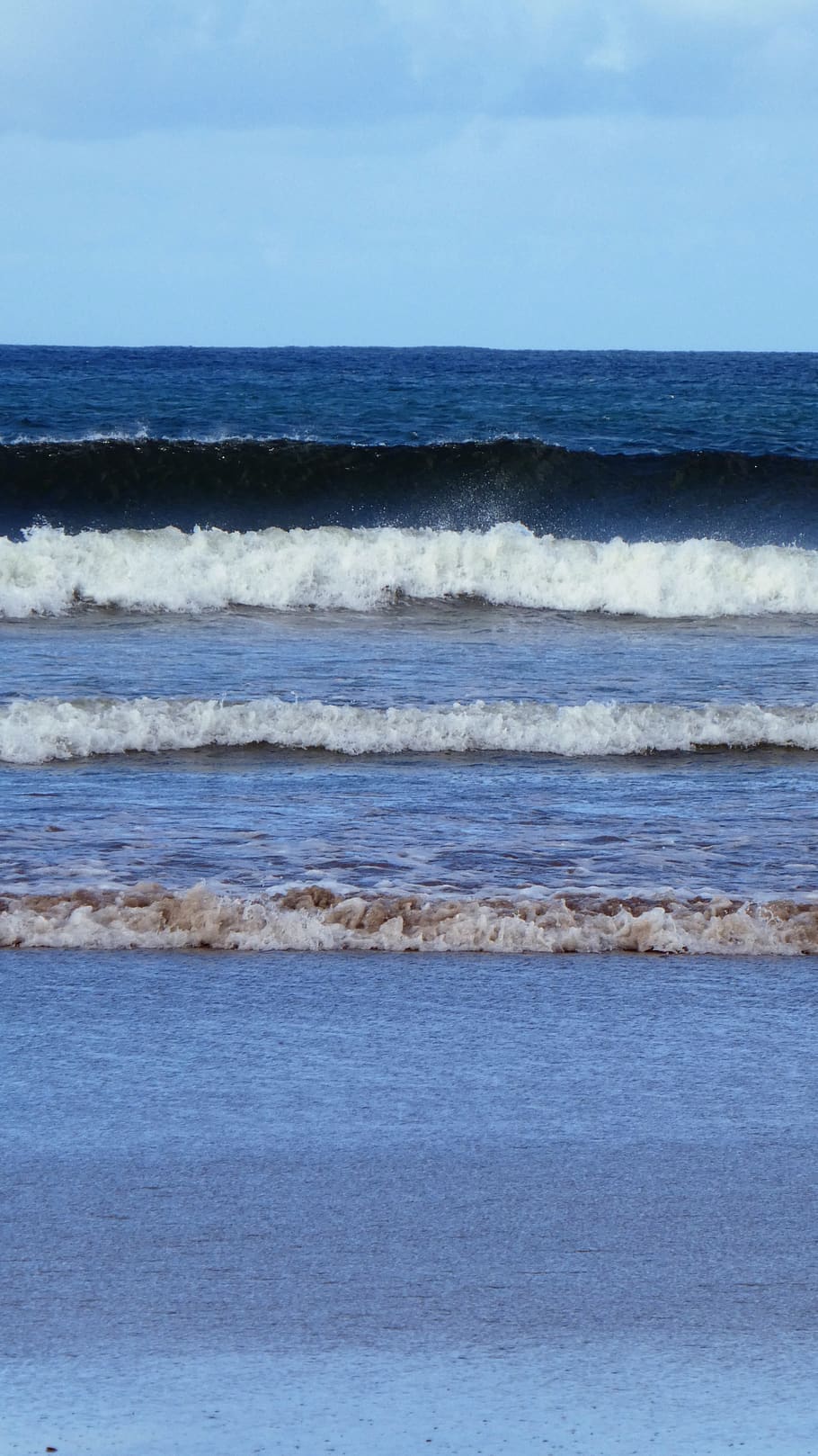 beach, sea, surf, wave, water, blue, horizon, abstract, horizon over water HD wallpaper