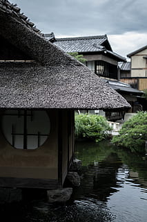 #desktop, #screensaver, #background, temple, japanese, pond HD wallpaper