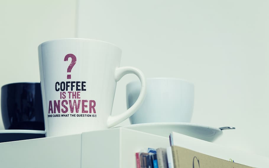 white ceramic mug beside wall, coffee cup, grey, sink, drink HD wallpaper