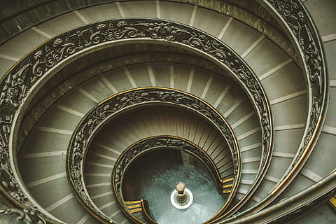 Gray Spiral Stairs, ancient, architecture, beautiful, building HD wallpaper