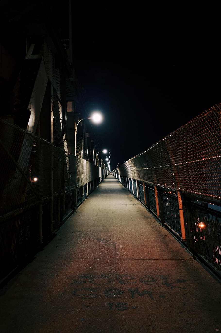 gray concrete pavement, night, illuminated, direction, the way forward HD wallpaper