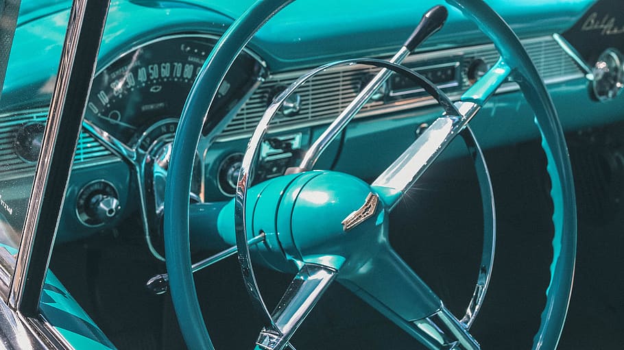 blue steering wheel, mode of transportation, car, land vehicle HD wallpaper