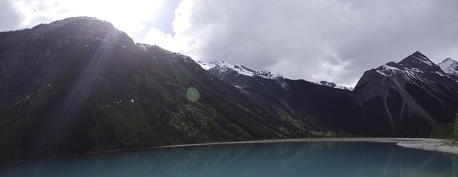 canada, mount robson, trees, lake, forest, mountain, water HD wallpaper