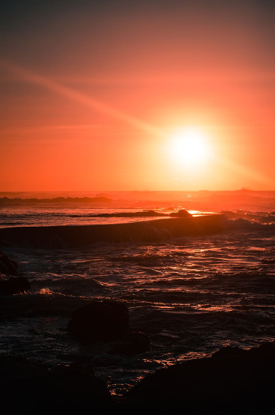 ocean during golden hour, spain, tenerife, sun, sky, outdoors HD wallpaper