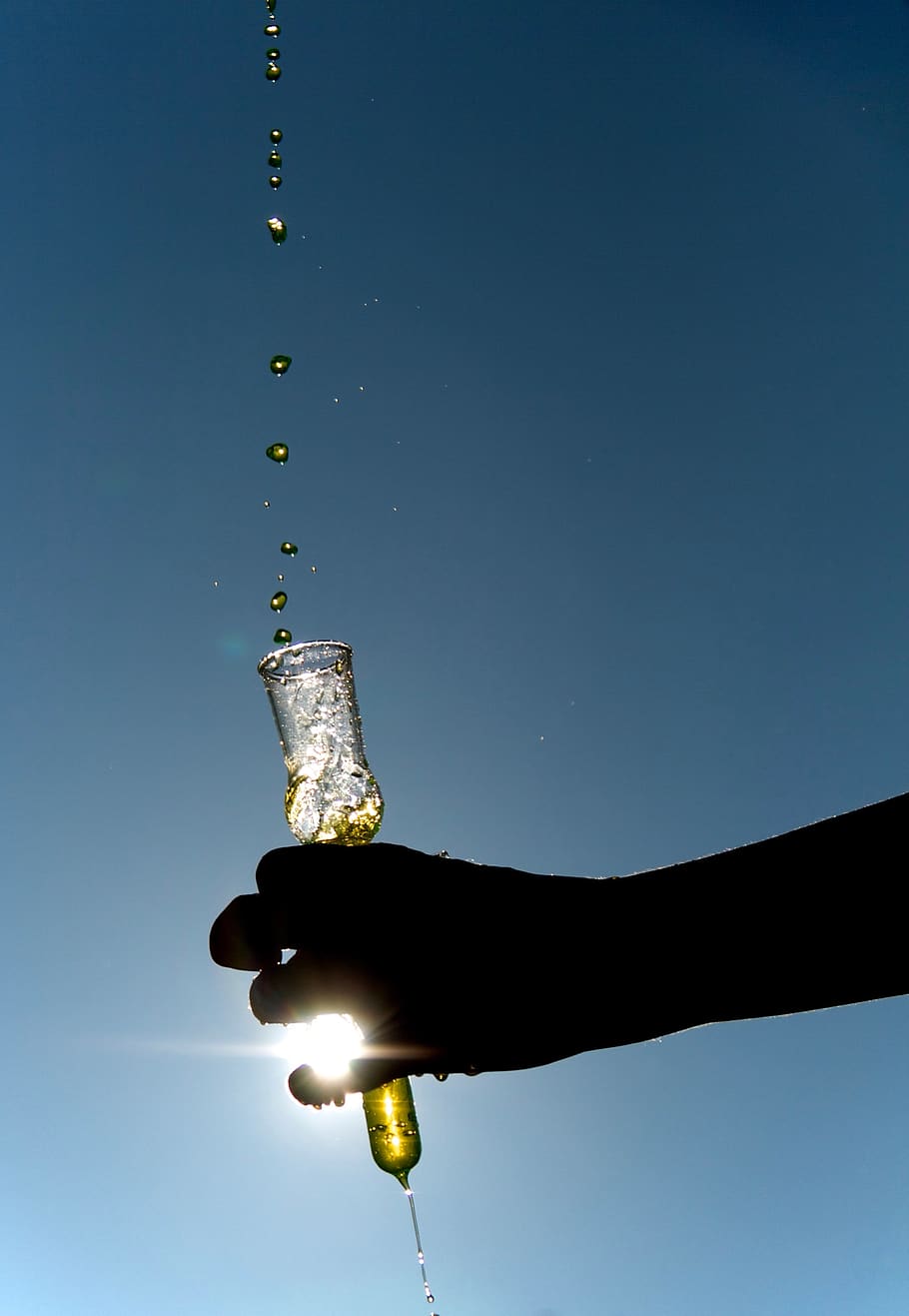 beverage, drink, human, glass, light, sunlight, bottle, hand HD wallpaper