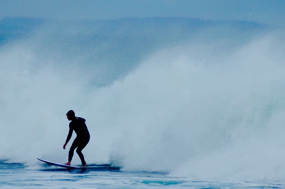 nature, water, waves, surf, surfer, people, man, blue, one person HD wallpaper