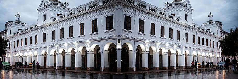 panoramic, basin, ecuador, landscape, buildings, city, night HD wallpaper