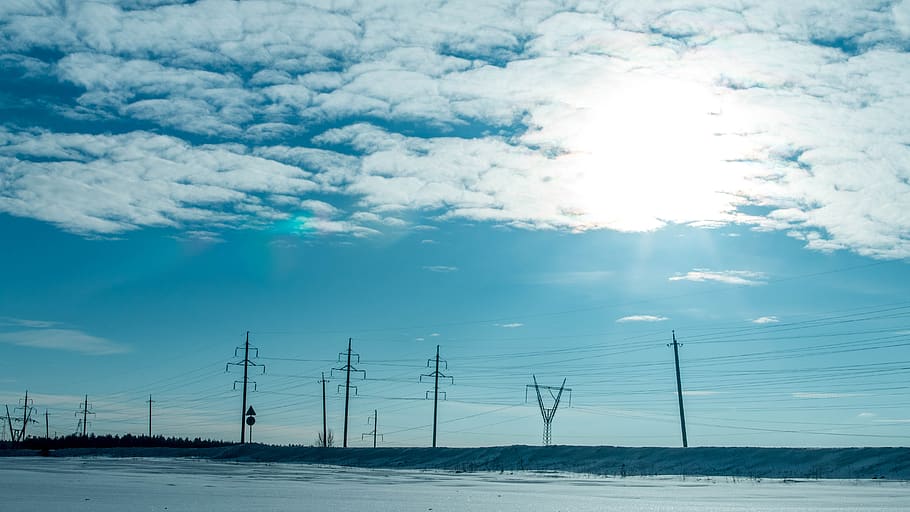 sky, cables, line, energy, electricity, technology, voltage HD wallpaper