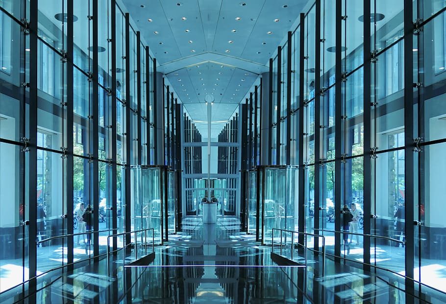 mirror, input, mirroring, architecture, building, door, glass HD wallpaper