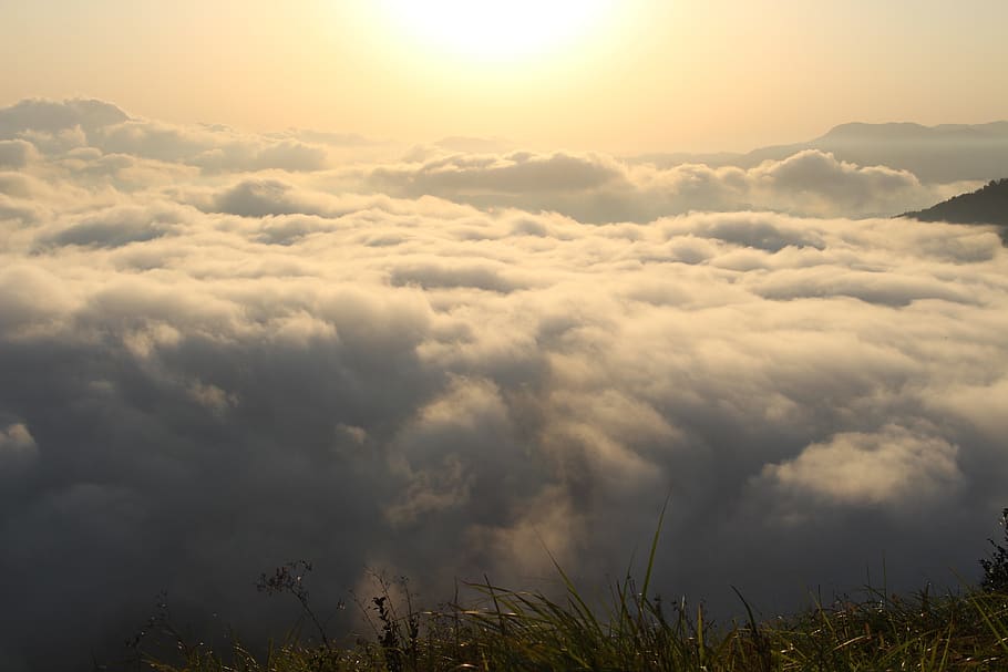 cloud, sky, cloud sea, sunrise, mountain, cloud - sky, beauty in nature HD wallpaper