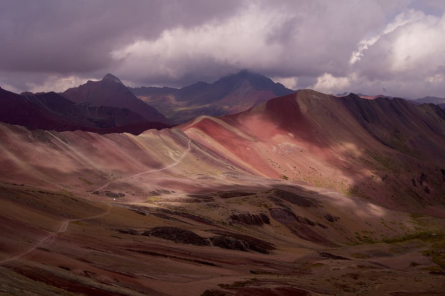mountains and clouds, nature, soil, desert, outdoors, peru, unnamed road HD wallpaper