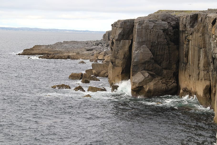 ireland, inisheer, cliffs, rock, water, sea, rock - object HD wallpaper