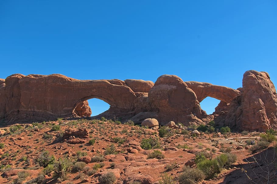 north and south windows, arch, sandstone, arches national park