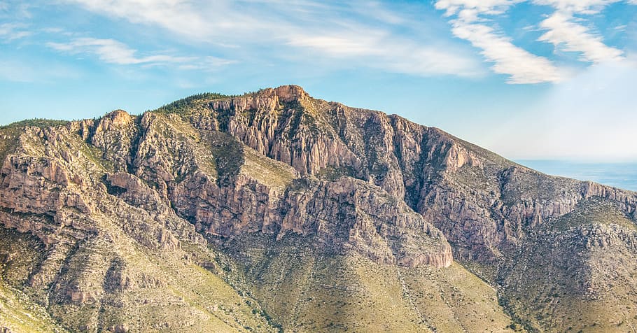 mountain under blue sky, nature, outdoors, plateau, hunter peak HD wallpaper