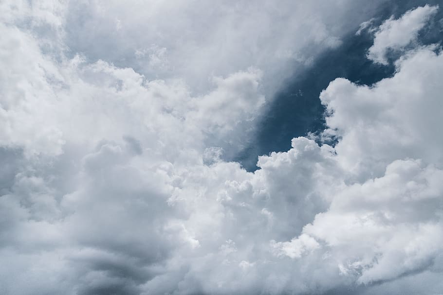 white clouds and blue sky, nature, outdoors, weather, cumulus HD wallpaper