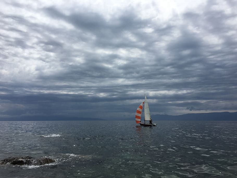 croatia, žurkovo, sea, clouds, shore, offshore, storm, sailing