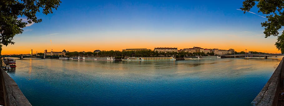 france, lyon, water, sky, tree, architecture, built structure HD wallpaper