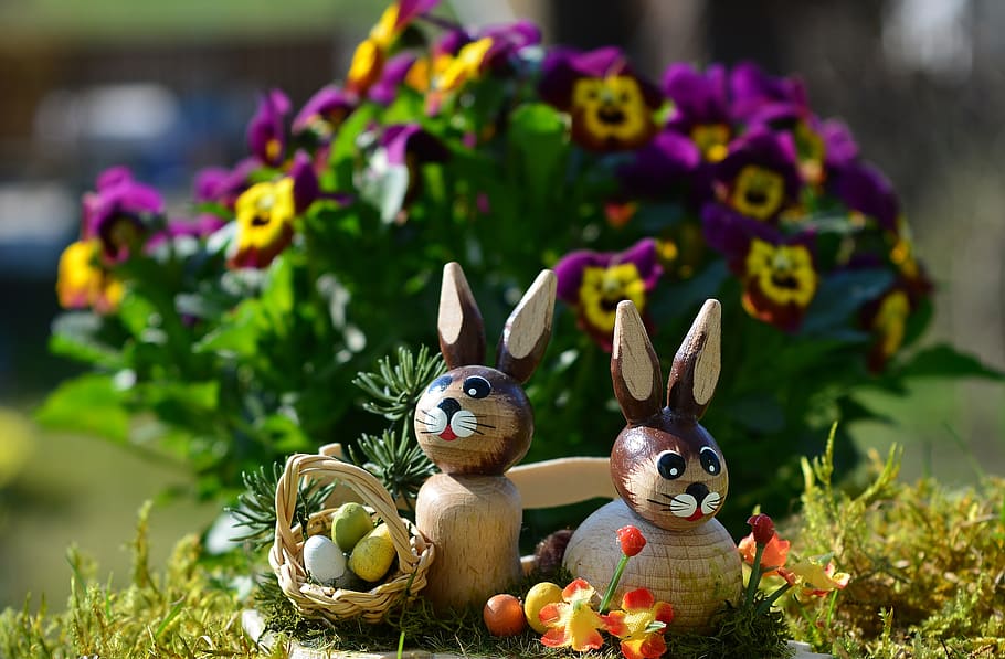 easter, rabbit, easter decoration, easter greetings, animal representation HD wallpaper
